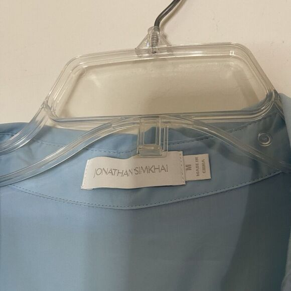 NWOT JONATHAN SIMKHAI Waverly Cotton Poplin Wrap Blouse Blue size medium - Picture 5 of 8